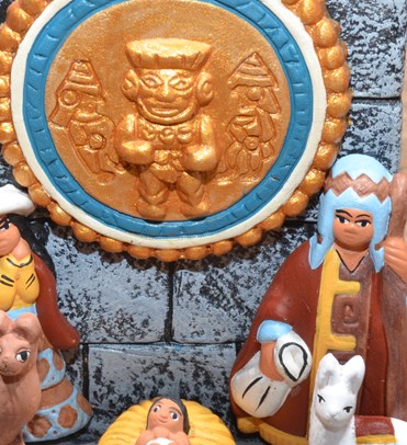 Kerststal Peru tempel detail